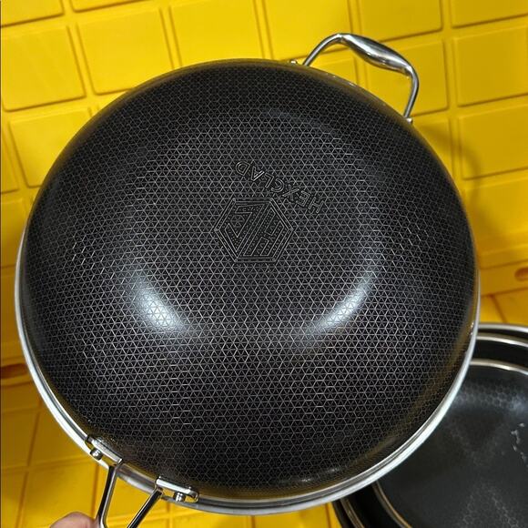 HEXCLAD 5 Piece Nonstick Stainless Steel Frying Pan Set 8 10 12 Wok $600 - Picture 4 of 11